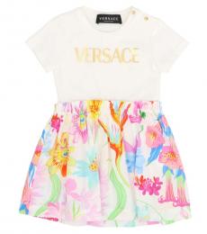 Versace Baby Girls Multicolor Logo Print Dress