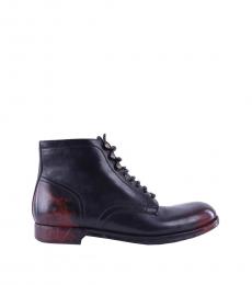 Black Red Leather Boots