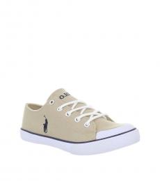 Ralph Lauren Baby Boys Khaki White Canvas Sneakers