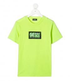 Diesel Little Girls Green Logo Printed T-Shirt