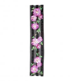 Ralph Lauren Black Marie Striped Floral Scarf