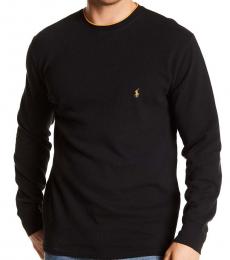 Ralph Lauren Black Piping Piping Waffle Thermal Sweater