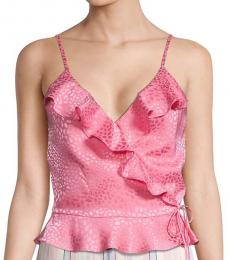 Rebecca Minkoff Pink Carson Ruffle Jacquard Tank Top
