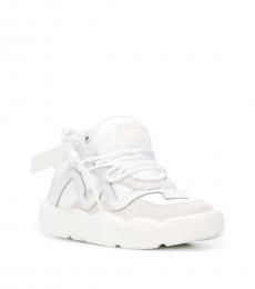 White Light Grey Fabric Sneakers