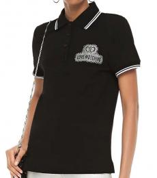 Love Moschino Black Striped Pique Polo Shirt