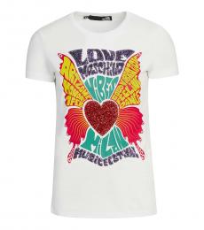 Love Moschino White Graphic Print Logo T-Shirt