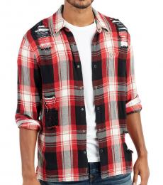 Red Pierced Loose Fit Shirt