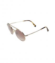 Brown Round Crystal Aviator Sunglasses