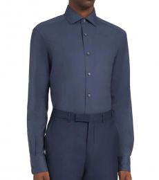 Blue Casual Cotton Shirt