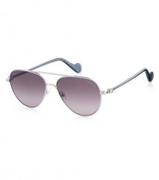 Moncler Silver Pilot Sunglasses