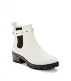 Karl Lagerfeld White Pearl Studded Boots