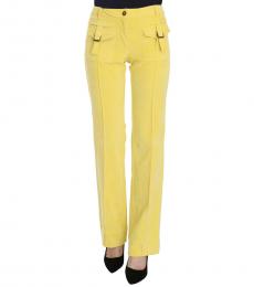 Just Cavalli Yellow Corduroy Mid-Rise Trousers