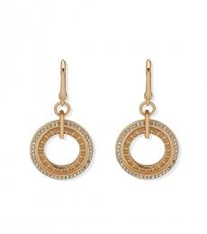 DKNY Golden Crystal Logo Earrings