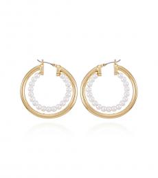 Vince Camuto Golden Imitation Pearl Hoop Earrings