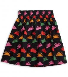 Little Girls Black Hedgehog-Print Skirt