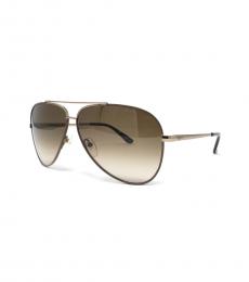 Salvatore Ferragamo Shiny Brown Aviator Sunglasses