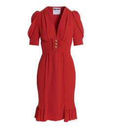 Moschino Red Logo Button Dress
