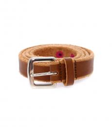 Dolce & Gabbana Dark Brown Yellow Ribbed Belt