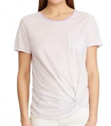 Ralph Lauren Light Purple Striped Twist-Knot Top