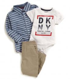 DKNY 3 Piece Shirt/Bodysuit/Joggers Set (Baby Boys)