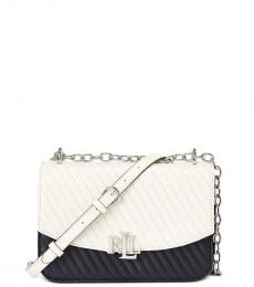 Ralph Lauren White Navy Quilted Madison Small Shoulder Bag