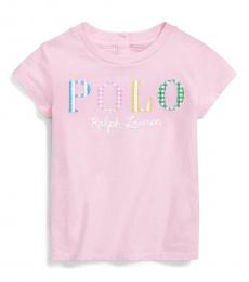 Ralph Lauren Baby Girls Carmel Pink Logo T-Shirt