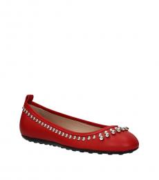 Tod's Red Studded Ballerinas