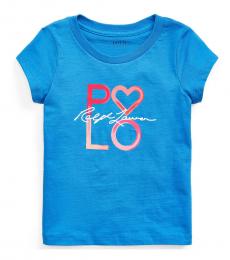 Ralph Lauren Little Girls Blue Logo Jersey T-Shirts