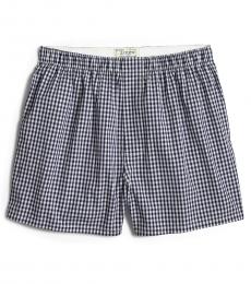 Navy Blue Gingham Woven Boxers