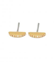Gold Scallop Pave Stud Earrings