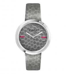 Grey Textured Logo Watch