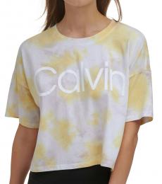Calvin Klein Yellow Cropped Tie-Dyed T-Shirt
