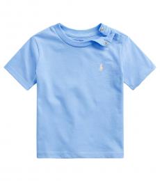 Ralph Lauren Baby Boys Sky Blue Crewneck T-Shirt