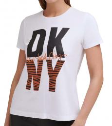 DKNY White Crewneck Logo T-Shirt