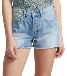 Light Blue Patched Cut-Off Shorts