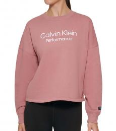 Calvin Klein Coral Logo Cropped Sweatshirt