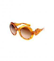 Dolce & Gabbana Yellow Havana Round Sunglasses