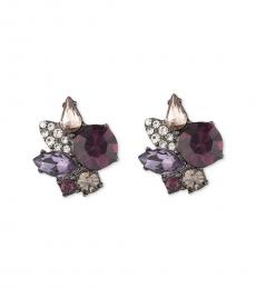 Purple Cluster Stud Earrings