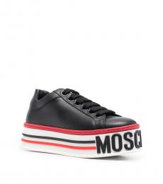 Moschino Girls Black Logo Platfform Sneakers