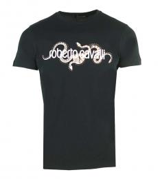 Roberto Cavalli Black Stud Brand Logo T-Shirt