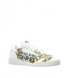 Versace Jeans Couture White Lace Up Sneakers
