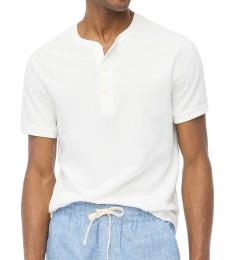 J.Crew White Short Sleeve Henley T-Shirt
