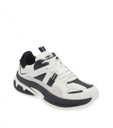 Karl Lagerfeld White Colorblock Lace Up Sneakers