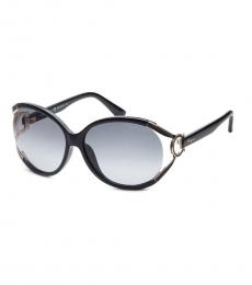 Ferragamo Black Oval Sunglasses