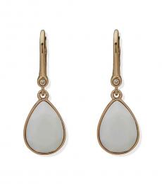 DKNY Golden White Teardrop Earrings