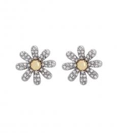 Betsey Johnson Silver Daisy Stud Earrings
