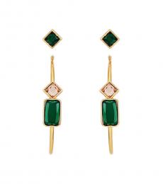 Vince Camuto Golden Green Crystal Earrings Set