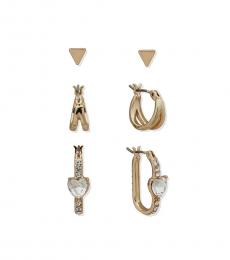 Karl Lagerfeld Golden Stud And Hoop Earrings Set