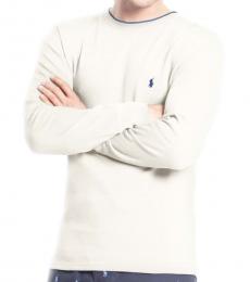 Ralph Lauren Off White Piping Waffle Thermal Sweater