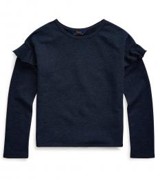 Ralph Lauren Girls Blue Ruffled Atlantic Terry Top